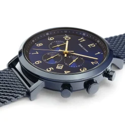 Montre Homme BARON Cadran Bleu Bracelet Acier milanais Bleu