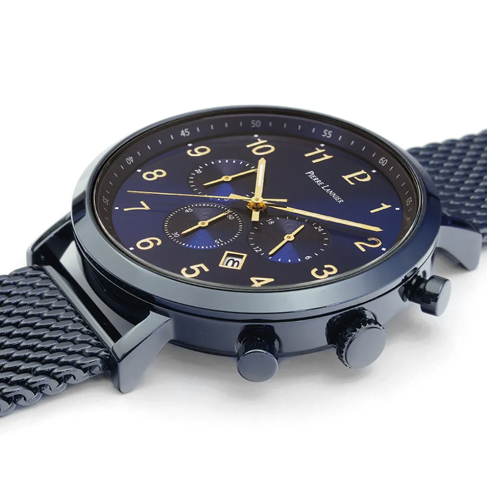Montre Homme BARON Cadran Bleu Bracelet Acier milanais Bleu