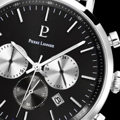 Montre Homme BARON Cadran Noir Bracelet Acier Milanais Argenté