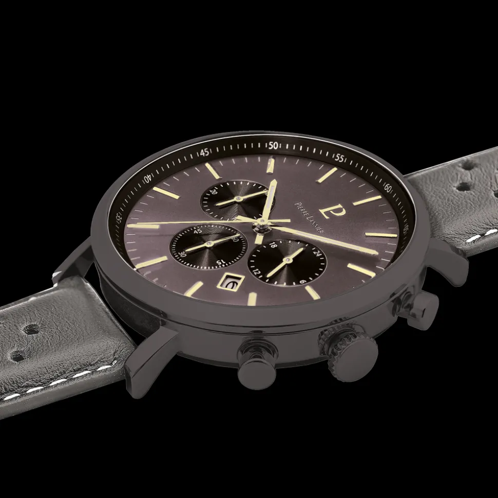Montre Homme BARON Gris Cadran Gris Bracelet Cuir perforé Gris 20 MM