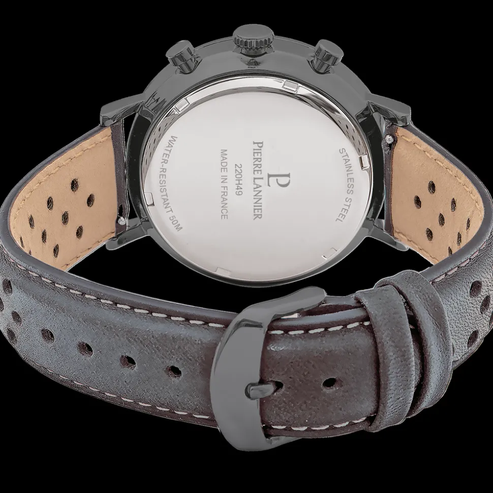 Montre Homme BARON Gris Cadran Gris Bracelet Cuir perforé Gris 20 MM