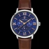 Montre Homme BEAUCOUR Cadran Bleu Bracelet Cuir Brun