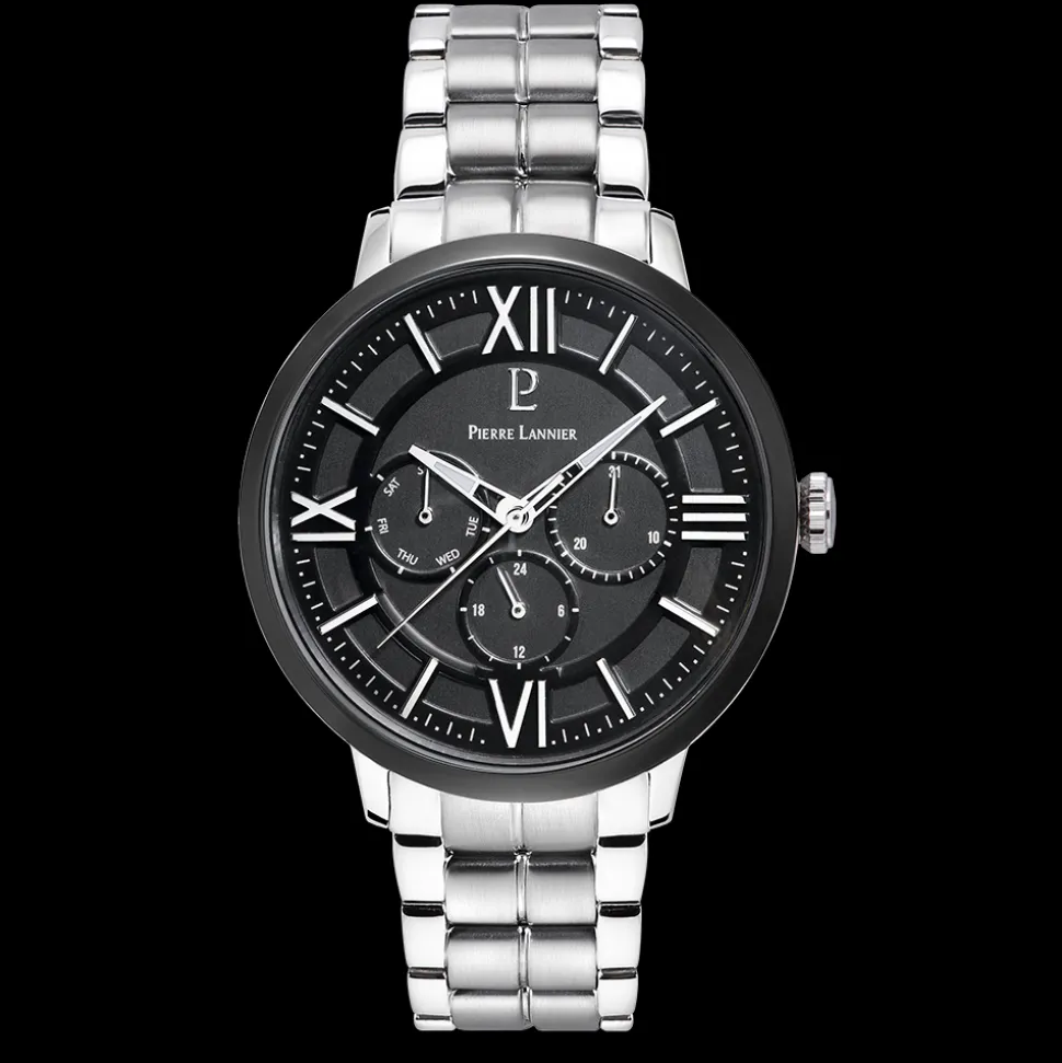 Montre Homme BEAUCOUR Cadran Noir Bracelet Acier Argenté
