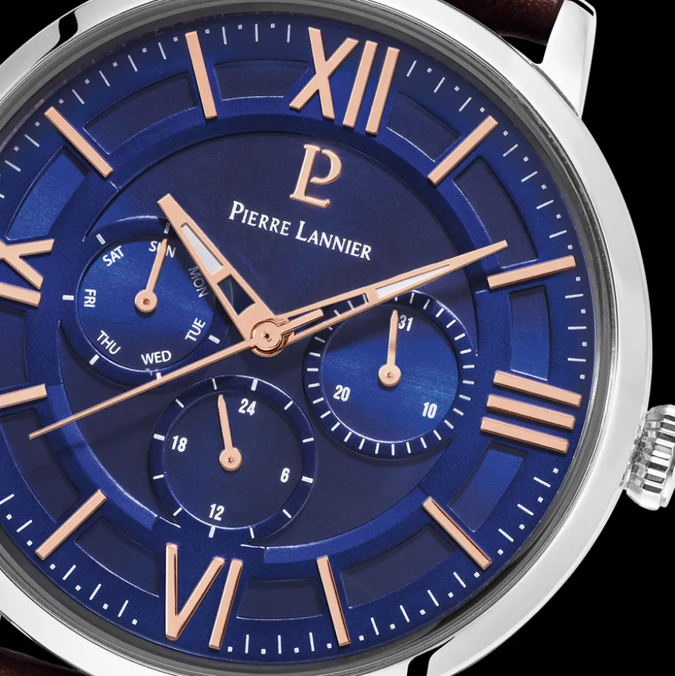 Montre Homme BEAUCOUR Cadran Bleu Bracelet Cuir Brun
