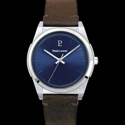 Montre Homme CANDIDE Cadran Bleu Bracelet Cuir Brun