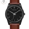 Montre Homme CANDIDE Cadran Noir Bracelet Cuir  Brun