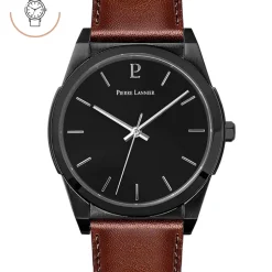 Montre Homme CANDIDE Cadran Noir Bracelet Cuir  Brun