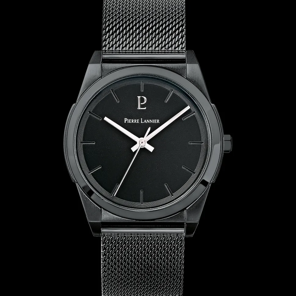 Montre Homme CANDIDE Cadran Noir Bracelet Acier milanais Noir