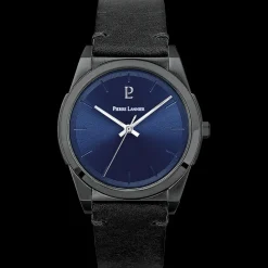 Montre Homme CANDIDE Cadran Bleu Bracelet Cuir Noir