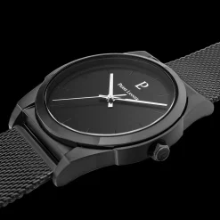 Montre Homme CANDIDE Cadran Noir Bracelet Acier milanais Noir