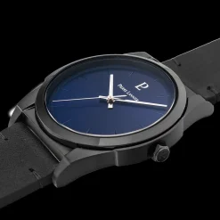 Montre Homme CANDIDE Cadran Bleu Bracelet Cuir Noir