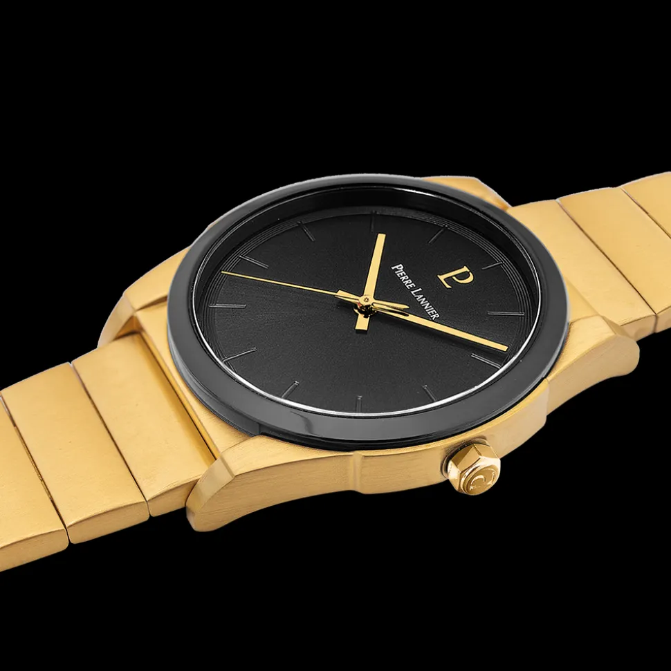 Montre Homme CANDIDE Cadran Noir Bracelet Acier Doré