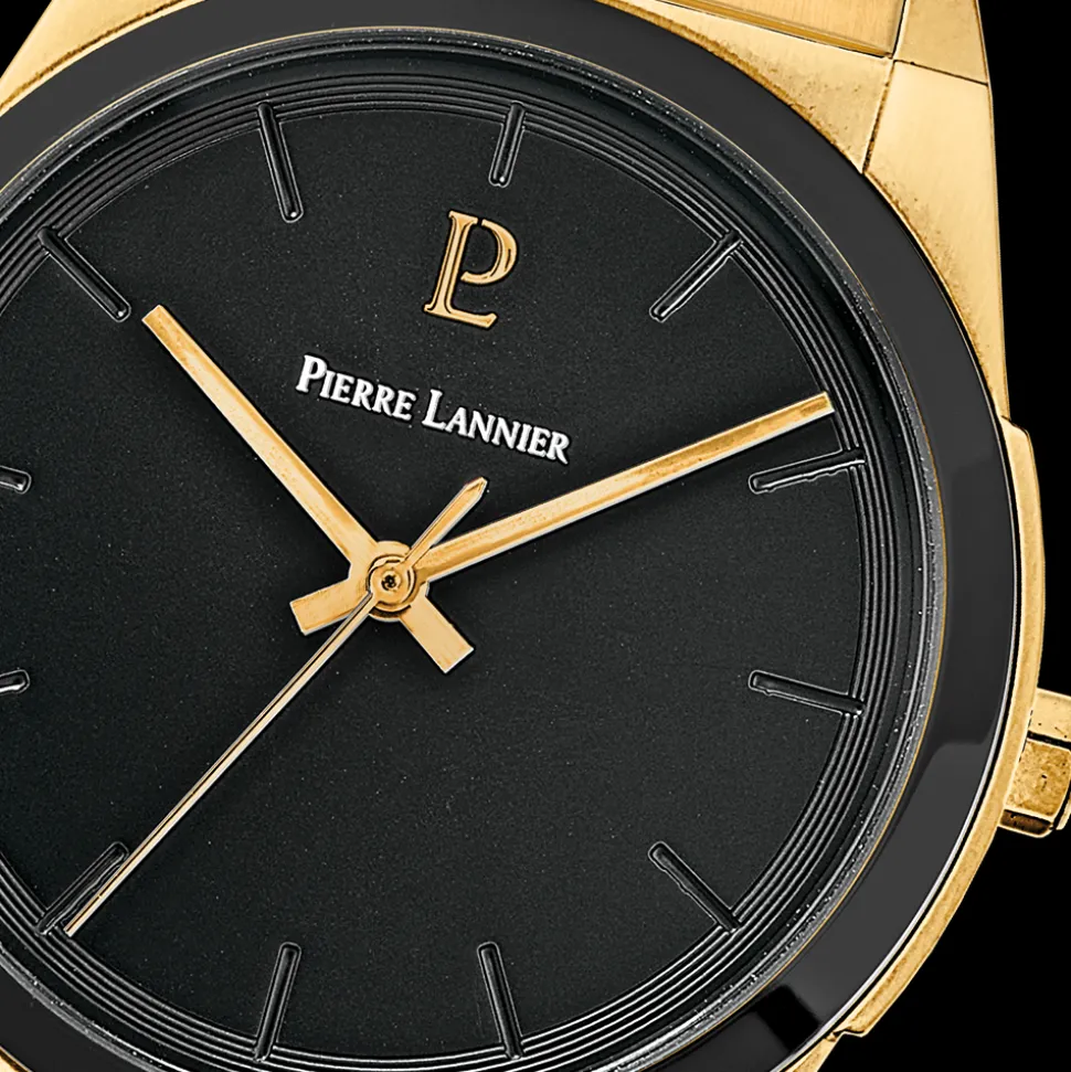 Montre Homme CANDIDE Cadran Noir Bracelet Acier Doré