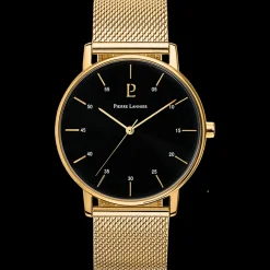 Montre Homme CITYLINE Cadran Noir Bracelet Acier milanais Doré