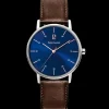 Montre Homme CITYLINE Cadran Bleu Bracelet Cuir Brun