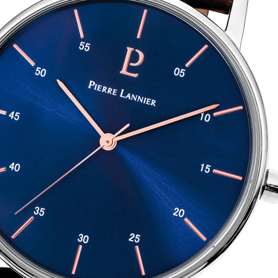 Montre Homme CITYLINE Cadran Bleu Bracelet Cuir Brun