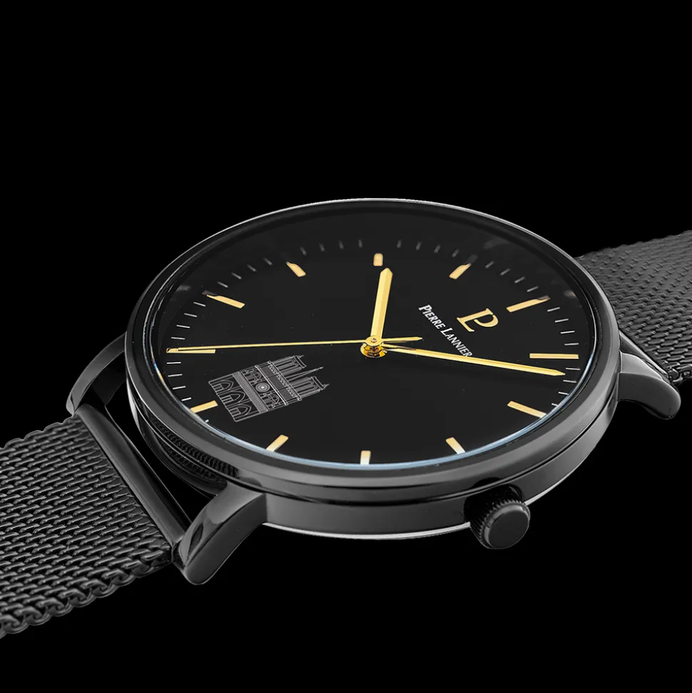 Montre Homme COEUR BATTANT Noir Cadran Noir Bracelet Acier milanais Noir 20 MM