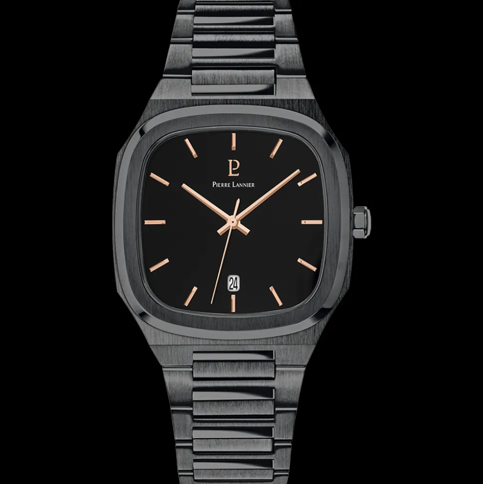 Montre Homme CONTRASTE Cadran Noir Bracelet Acier Noir