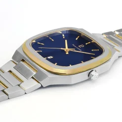 Montre Homme CONTRASTE Cadran Bleu Bracelet Acier Bicolore