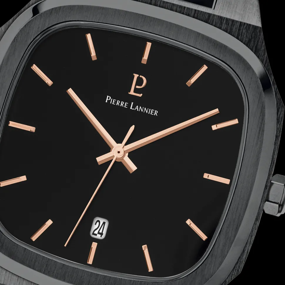 Montre Homme CONTRASTE Cadran Noir Bracelet Acier Noir