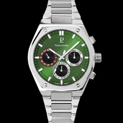 Montre Homme COPILOTE Argenté Cadran Vert Bracelet Acier Argenté 24 MM