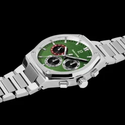 Montre Homme COPILOTE Argenté Cadran Vert Bracelet Acier Argenté 24 MM