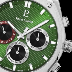 Montre Homme COPILOTE Argenté Cadran Vert Bracelet Acier Argenté 24 MM