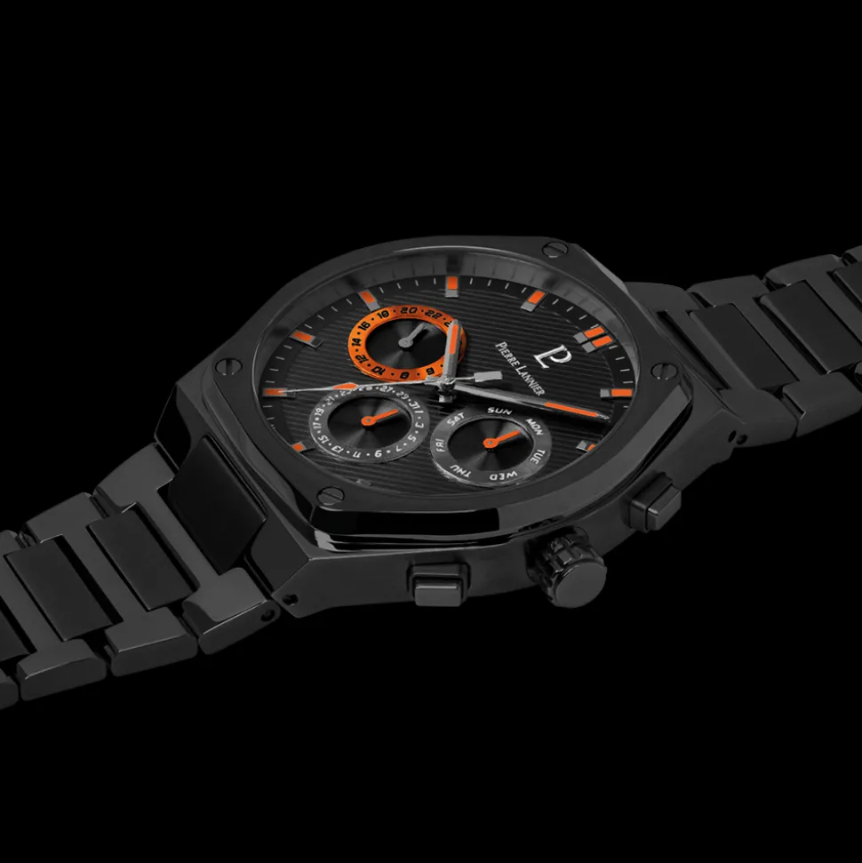 Montre Homme COPILOTE Noir Cadran Noir Bracelet Acier Noir 24 MM