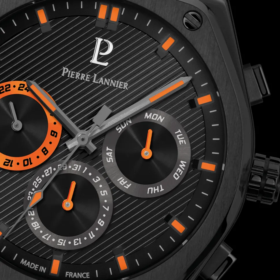 Montre Homme COPILOTE Noir Cadran Noir Bracelet Acier Noir 24 MM