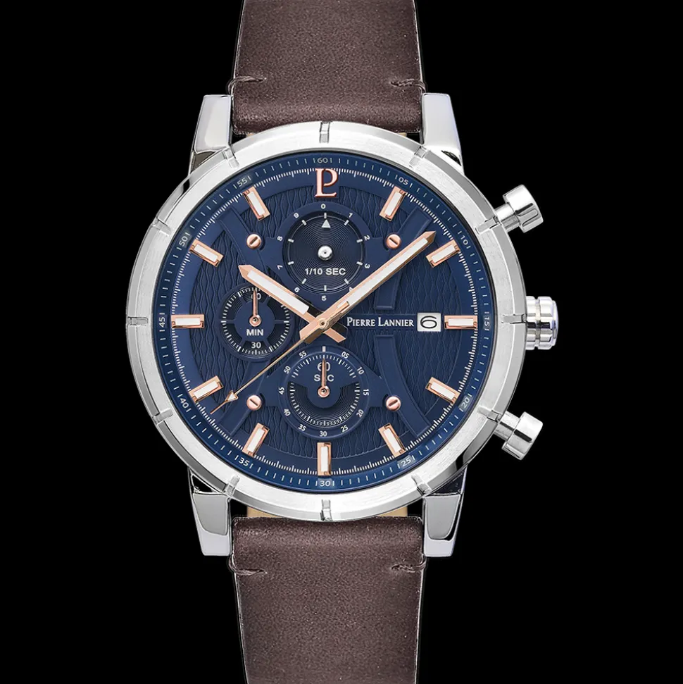 Montre Homme CRITERIUM Cadran Bleu Bracelet Cuir Brun