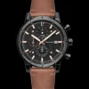 Montre Homme CRITERIUM Cadran Noir Bracelet Cuir Brun