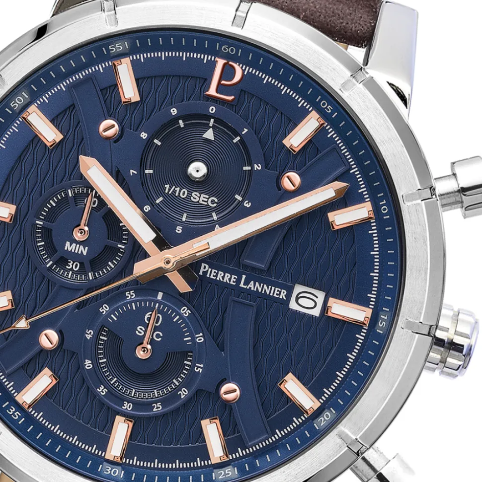 Montre Homme CRITERIUM Cadran Bleu Bracelet Cuir Brun