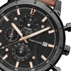 Montre Homme CRITERIUM Cadran Noir Bracelet Cuir Brun