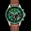 Montre Homme CRONOS Cadran Vert Bracelet Cuir  Brun