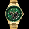 Montre Homme CRONOS Cadran Vert Bracelet Acier  Doré