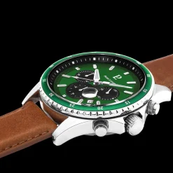 Montre Homme CRONOS Cadran Vert Bracelet Cuir  Brun