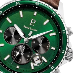 Montre Homme CRONOS Cadran Vert Bracelet Cuir  Brun