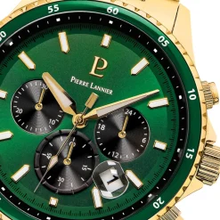 Montre Homme CRONOS Cadran Vert Bracelet Acier Doré