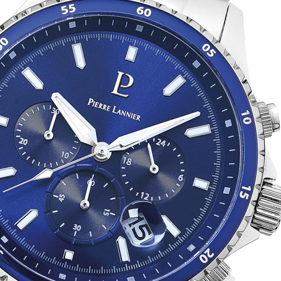 Montre Homme CRONOS Cadran Bleu Bracelet Acier Argenté