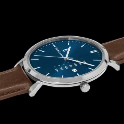 Montre Homme DATA Cadran Bleu Bracelet Cuir  Brun