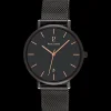 Montre Homme ECHO Cadran Noir Bracelet Acier Milanais Noir