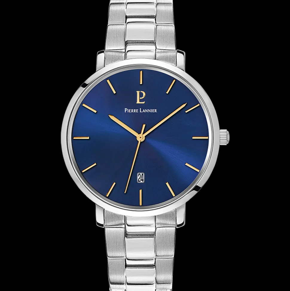 Montre Homme ECHO Cadran Bleu Bracelet Acier Argenté