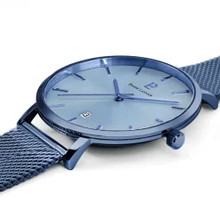 Montre Homme ECHO Cadran Bleu Bracelet Acier Milanais Bleu