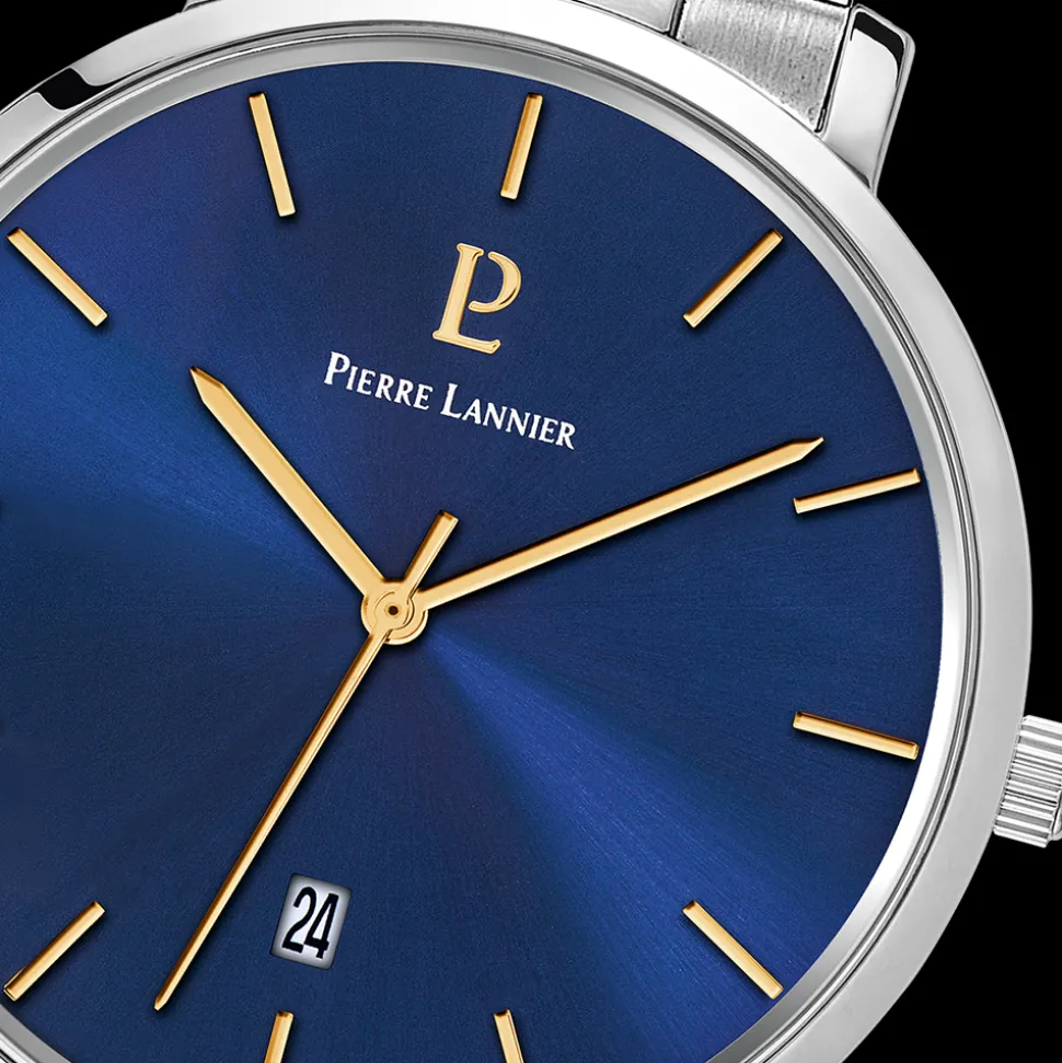 Montre Homme ECHO Cadran Bleu Bracelet Acier Argenté
