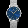Montre Homme ESSENTIAL Argenté Cadran Bleu Bracelet Acier milanais Argenté 20 MM