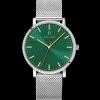 Montre Homme ESSENTIAL Argenté Cadran Vert Bracelet Acier milanais Argenté 20 MM