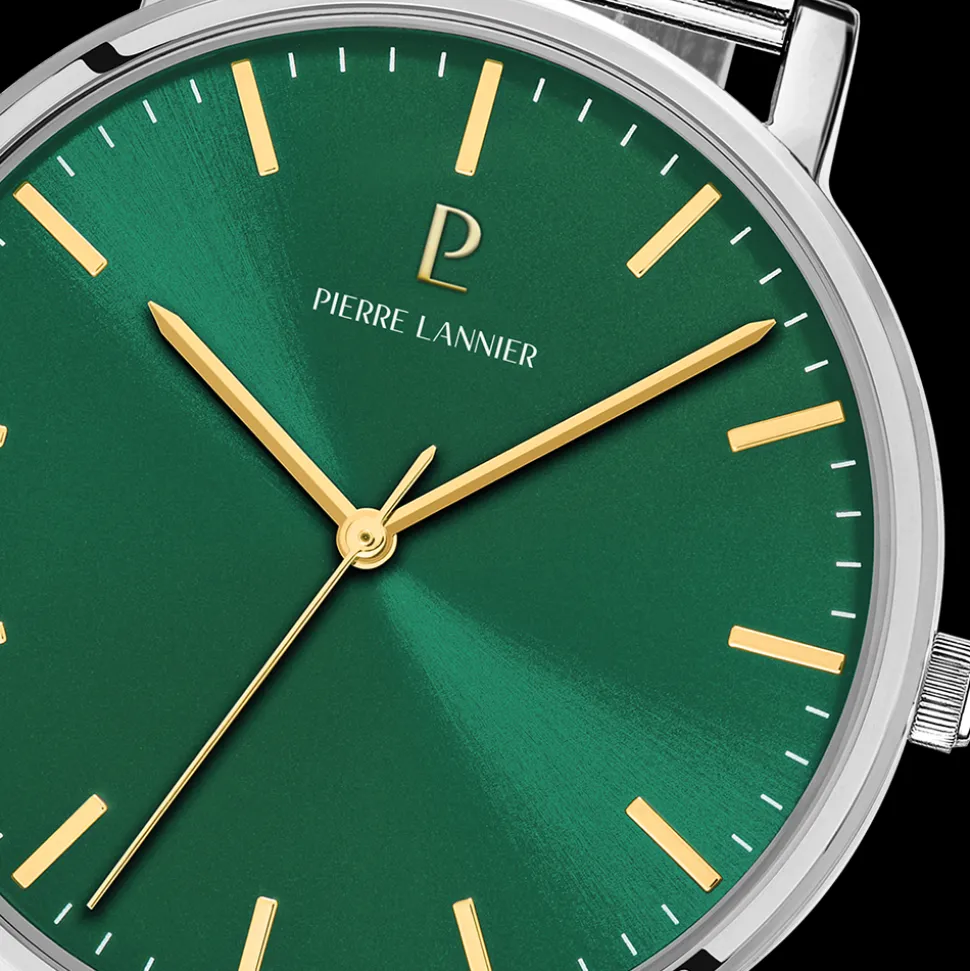Montre Homme ESSENTIAL Argenté Cadran Vert Bracelet Acier milanais Argenté 20 MM