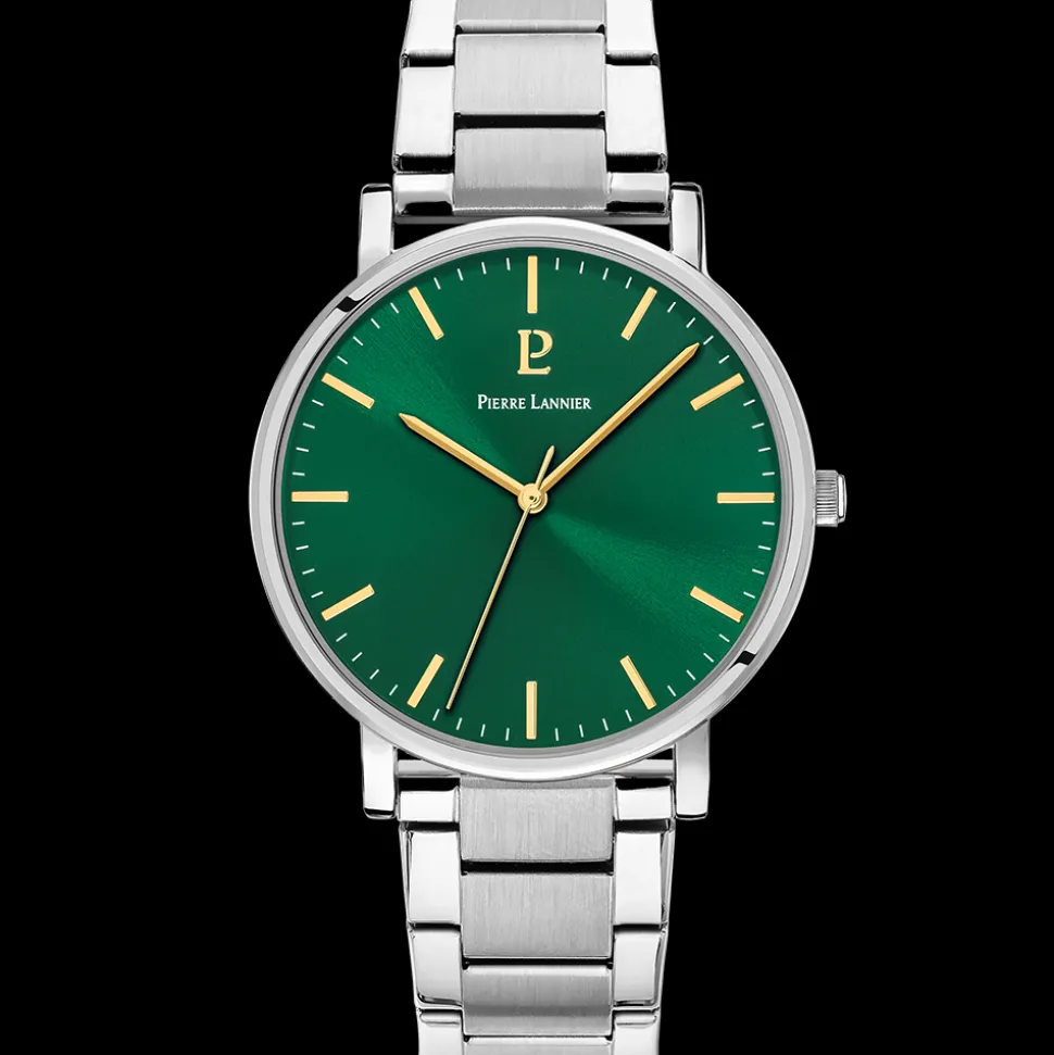 Montre Homme ESSENTIAL Cadran Vert Bracelet Acier Argenté