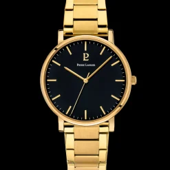 Montre Homme ESSENTIAL Cadran Noir Bracelet Acier Doré