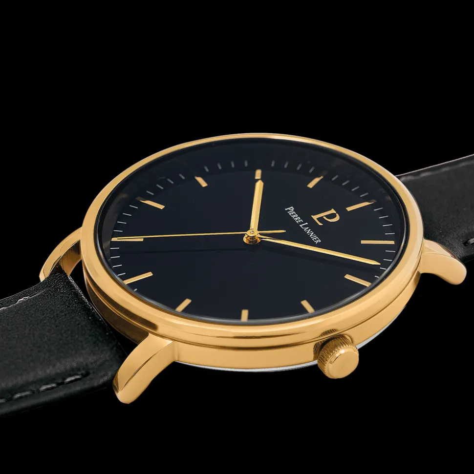 Montre Homme ESSENTIAL Cadran Noir Bracelet Cuir Noir
